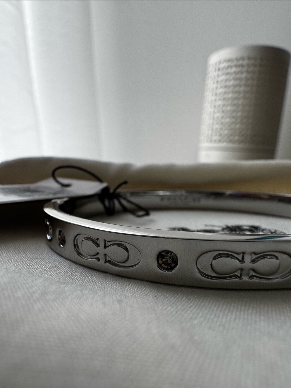Coach Silver-Tone Signature Bangle Bracelet - Picture 6 of 9